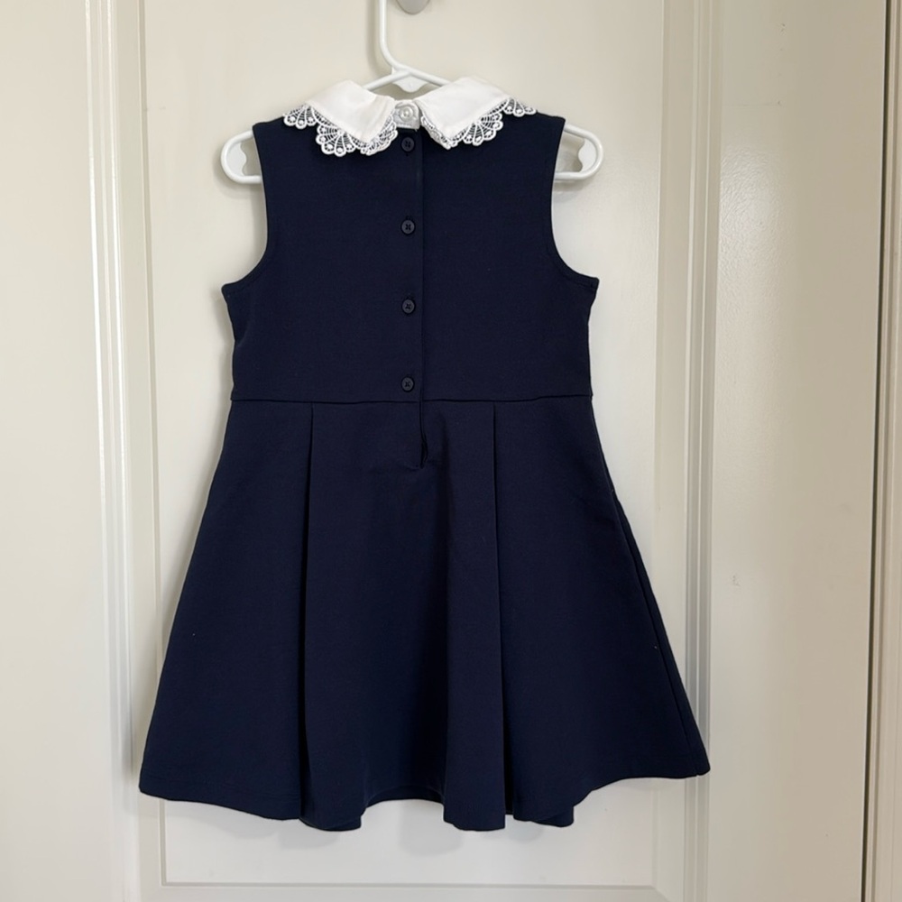 Janie and Jack Blue and White Pleated A-Line Dress with Peter Pan Collar - NWT - Picture 2 of 2